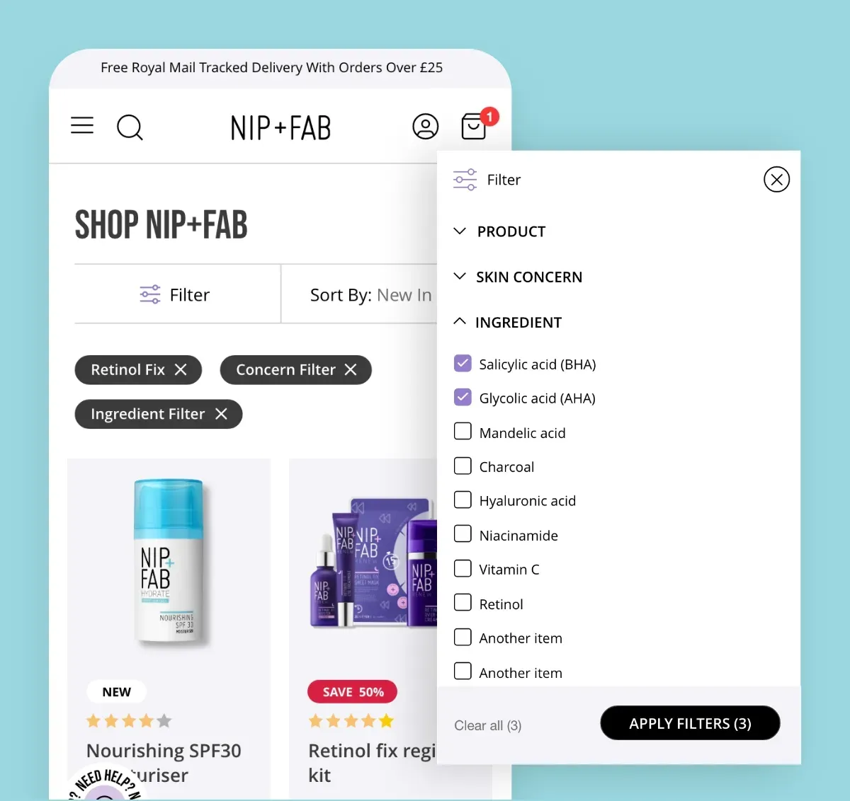 Pull out shot of mobile search functionality